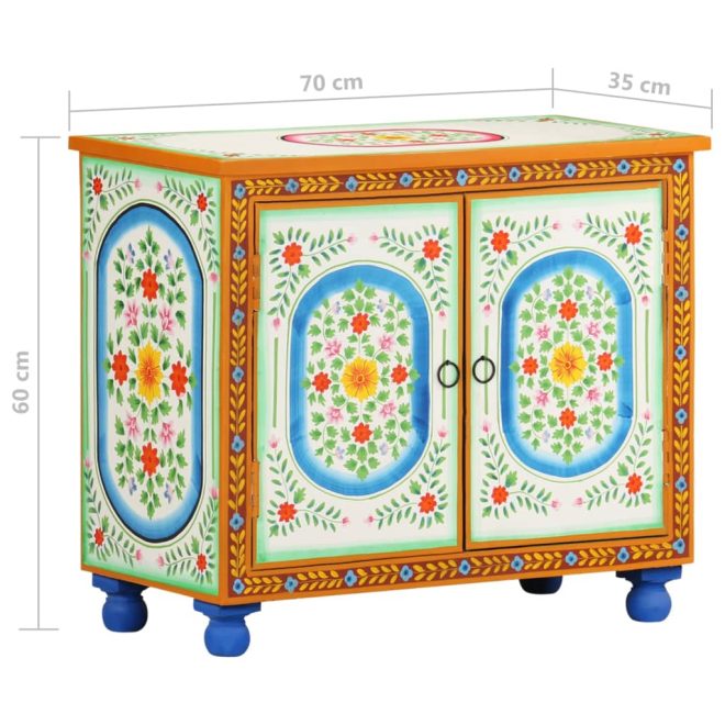 Hand Painted Sideboard 70x35x60 cm Solid Mango Wood – MULTICOLOUR