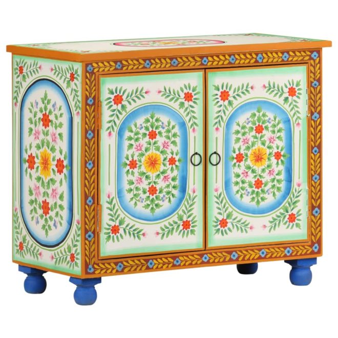 Hand Painted Sideboard 70x35x60 cm Solid Mango Wood – MULTICOLOUR