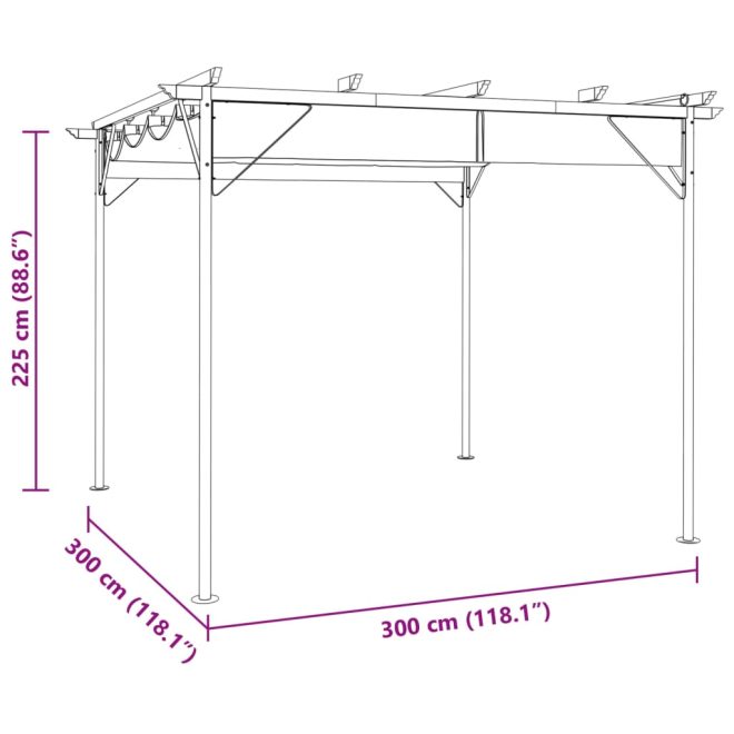 Pergola with Retractable Roof 3×3 m Steel – Anthracite