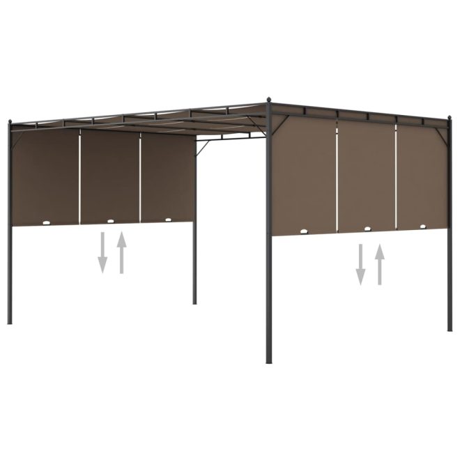 Garden Gazebo with Side Curtain Taupe – 4x3x2.25 m