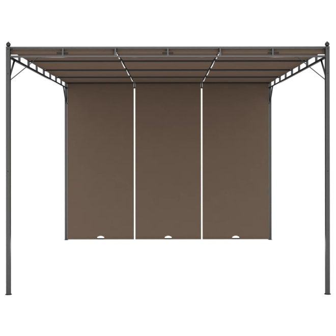 Garden Gazebo with Side Curtain Taupe – 4x3x2.25 m