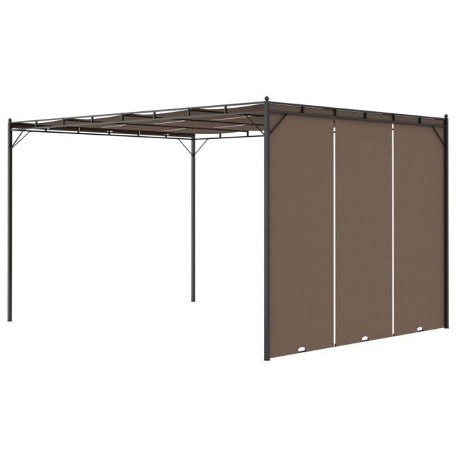 Garden Gazebo with Side Curtain Taupe – 4x3x2.25 m