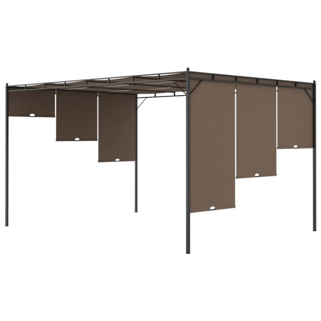 Garden Gazebo with Side Curtain Taupe – 4x3x2.25 m