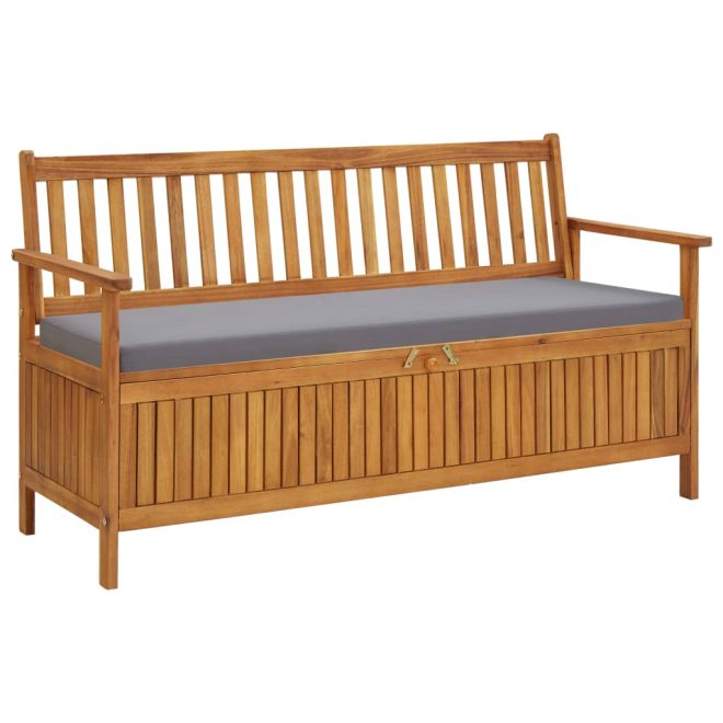 Garden Storage Bench with Cushion Solid Acacia Wood – 148 cm