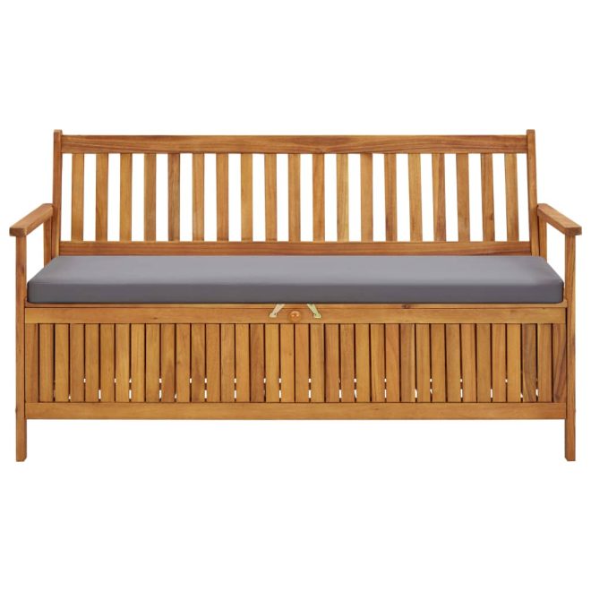 Garden Storage Bench with Cushion Solid Acacia Wood – 148 cm