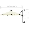 Wall-mounted Parasol with LEDs and Metal Pole 300 cm – Sand