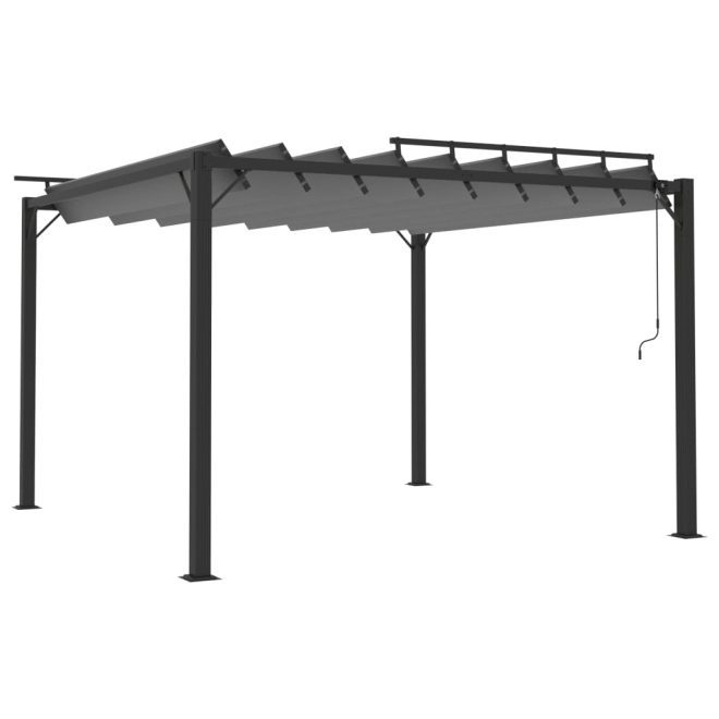 Gazebo with Louvered Roof Fabric and Aluminium – 3×3 m, Anthracite