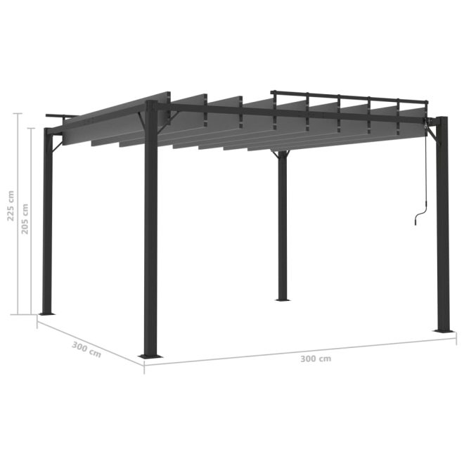 Gazebo with Louvered Roof Fabric and Aluminium – 3×3 m, Anthracite