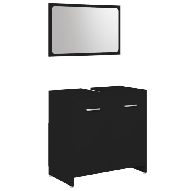 4 Piece Bathroom Furniture Set Engineered Wood – Black