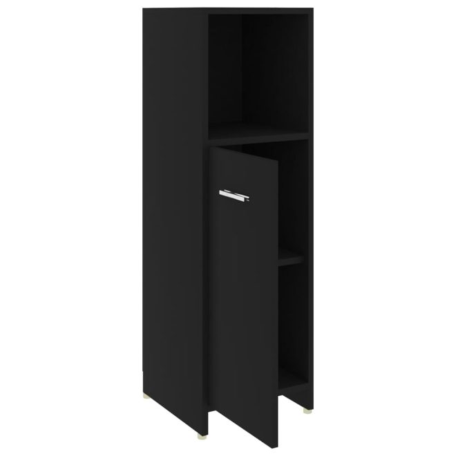 4 Piece Bathroom Furniture Set Engineered Wood – Black