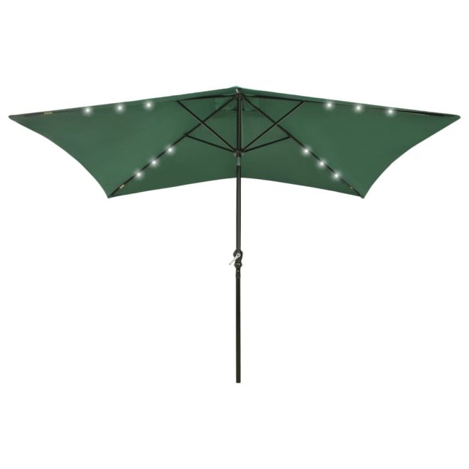 Parasol with LEDs and Steel Pole 2×3 m – Green