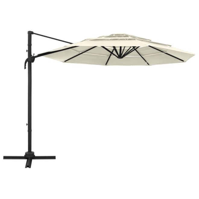 4-Tier Parasol with Aluminium Pole 3×3 m – Sand