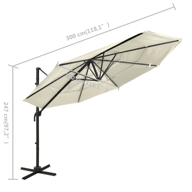 4-Tier Parasol with Aluminium Pole 3×3 m – Sand