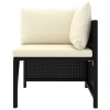 Sectional Sofa with Cushions Poly Rattan – Black, Corner Sofa