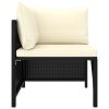 Sectional Sofa with Cushions Poly Rattan – Black, Corner Sofa