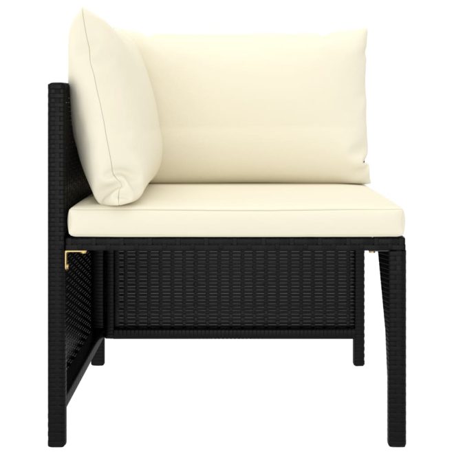 Sectional Sofa with Cushions Poly Rattan – Black, Corner Sofa