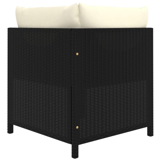 Sectional Sofa with Cushions Poly Rattan – Black, Corner Sofa