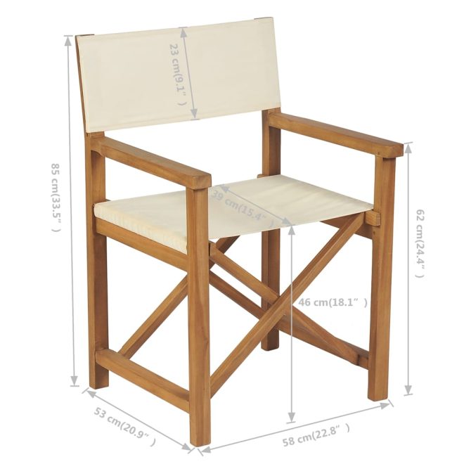 Folding Director’s Chairs 2 pcs Solid Teak Wood