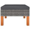 Footstool Poly Rattan and Solid Eucalyptus Wood – Grey