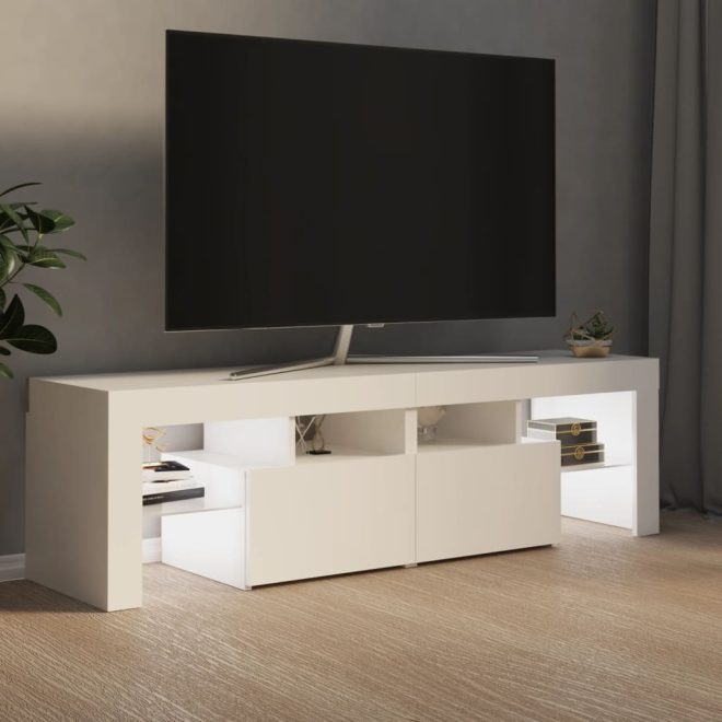 Brooklyn TV Cabinet with LED Lights 140×36.5×40 cm – White