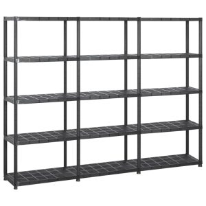 Storage Shelf Black Plastic – 213x38x170 cm