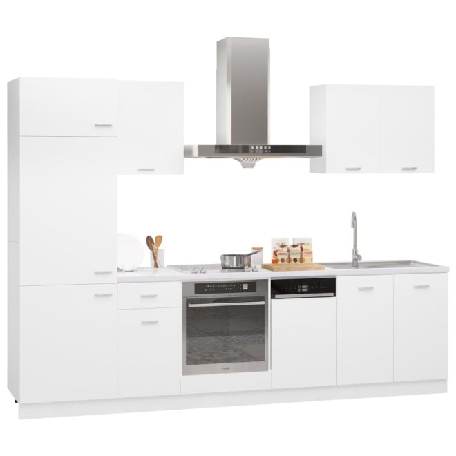 7 Piece Kitchen Cabinet Set Engineered Wood – White