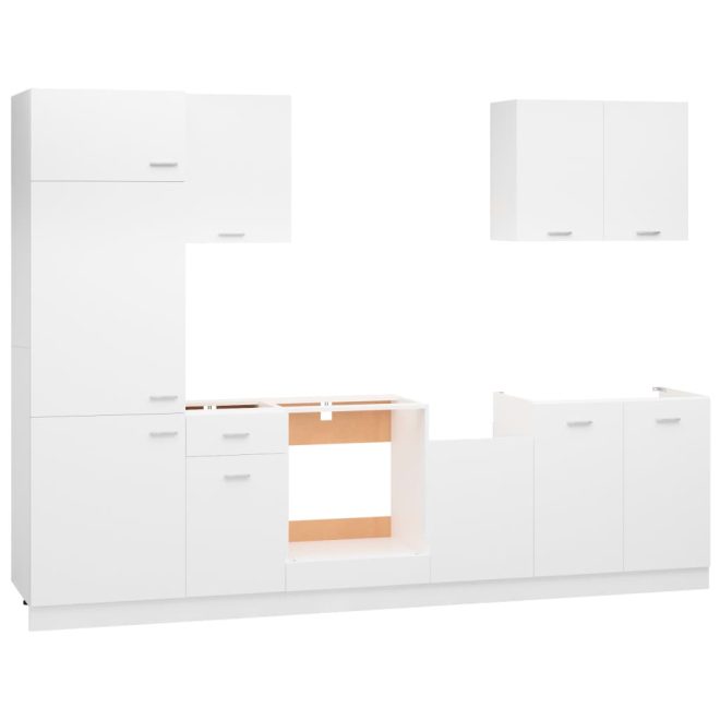 7 Piece Kitchen Cabinet Set Engineered Wood – White