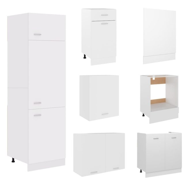 7 Piece Kitchen Cabinet Set Engineered Wood – White