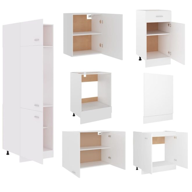 7 Piece Kitchen Cabinet Set Engineered Wood – White