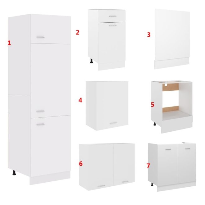 7 Piece Kitchen Cabinet Set Engineered Wood – White