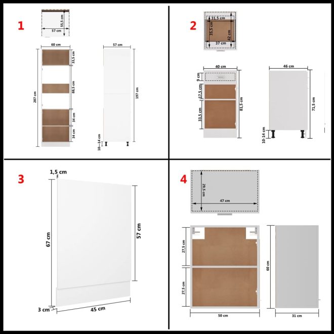 7 Piece Kitchen Cabinet Set Engineered Wood – White