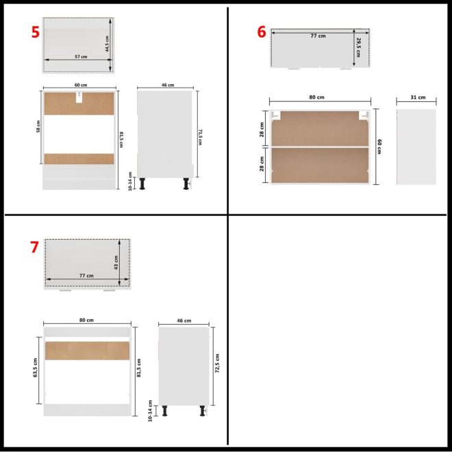 7 Piece Kitchen Cabinet Set Engineered Wood – White