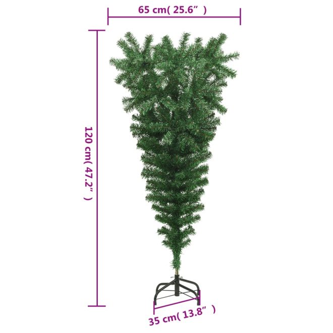 Upside-down Artificial Christmas Tree with Stand – 120×65 cm, Green