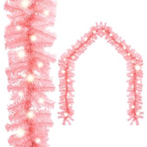 Christmas Garland with LED Lights – 5 M, Pink