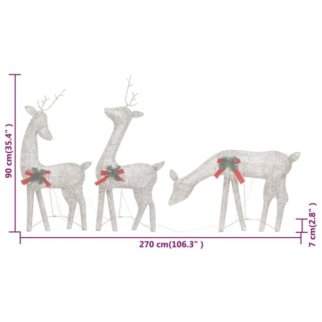 Christmas Reindeer Family 270x7x90 cm Mesh – Gold, 3