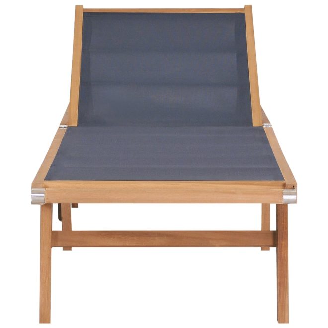 Folding Sun Loungers with Wheels 2 pcs Solid Teak and Textilene