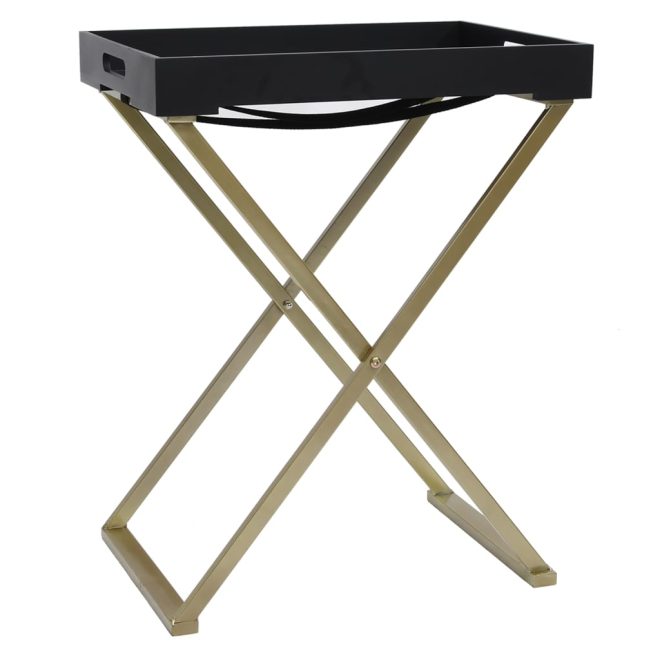 Folding Table 48x34x61 cm MDF – Gold and Black