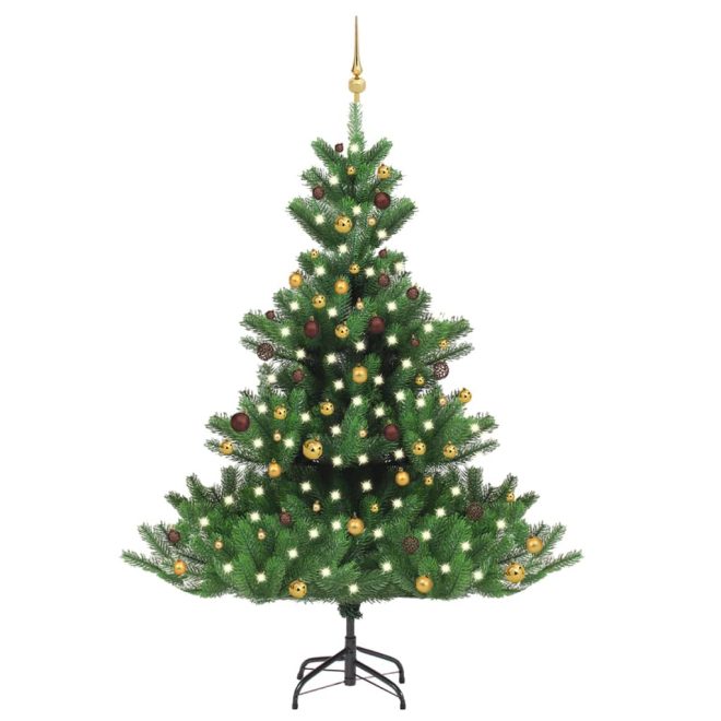 Nordmann Fir Artificial Christmas Tree LED&Ball Set Green – 210×150 cm, Gold