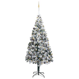 Artificial Christmas Tree LEDs&Ball Set&Flocked Snow Green