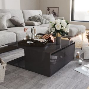 Coffee Table 80x80x31 cm Engineered Wood – High Gloss Grey