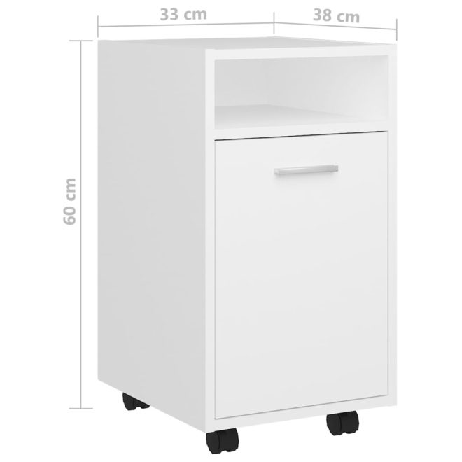 Side Cabinet with Wheels 33x38x60 cm Engineered Wood – White