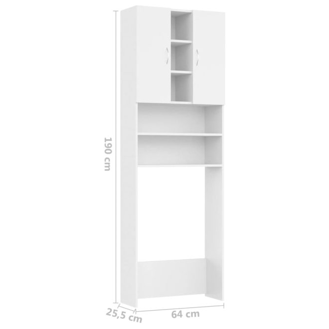 Washing Machine Cabinet 64×25.5×190 cm – White