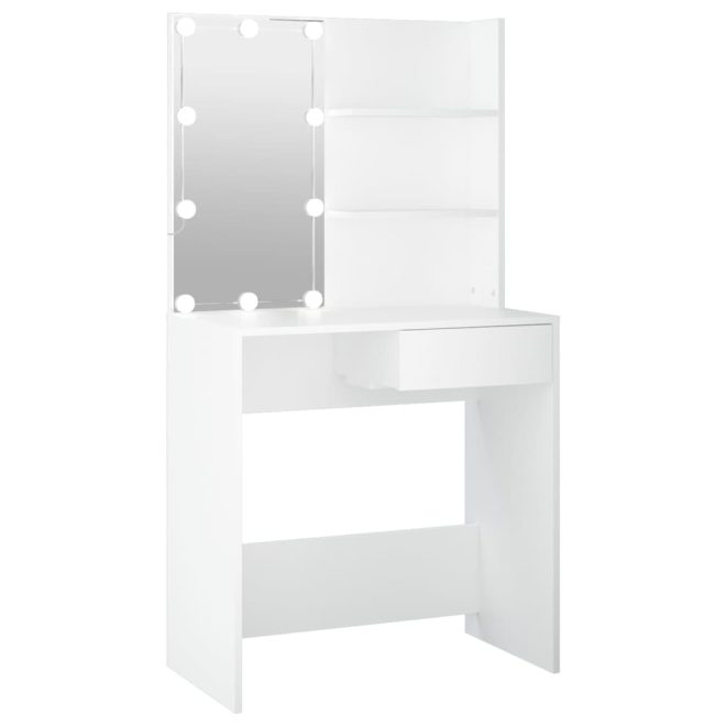 Dressing Table with LED 74.5x40x141 cm – White