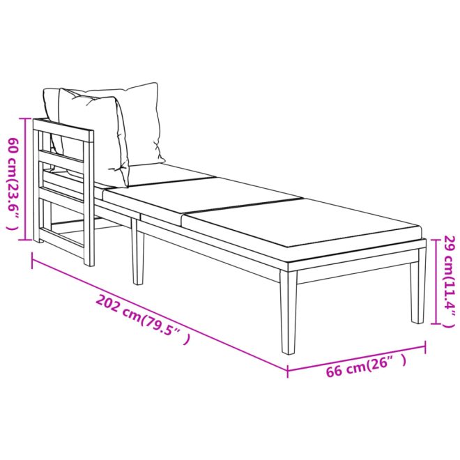 Garden Lounge Set with Cushions Acacia Wood – Cream White, 2X Sun Lounger