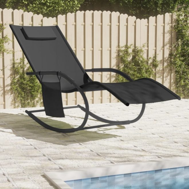 Rocking Sun Lounger Steel and Textilene – Black, 1