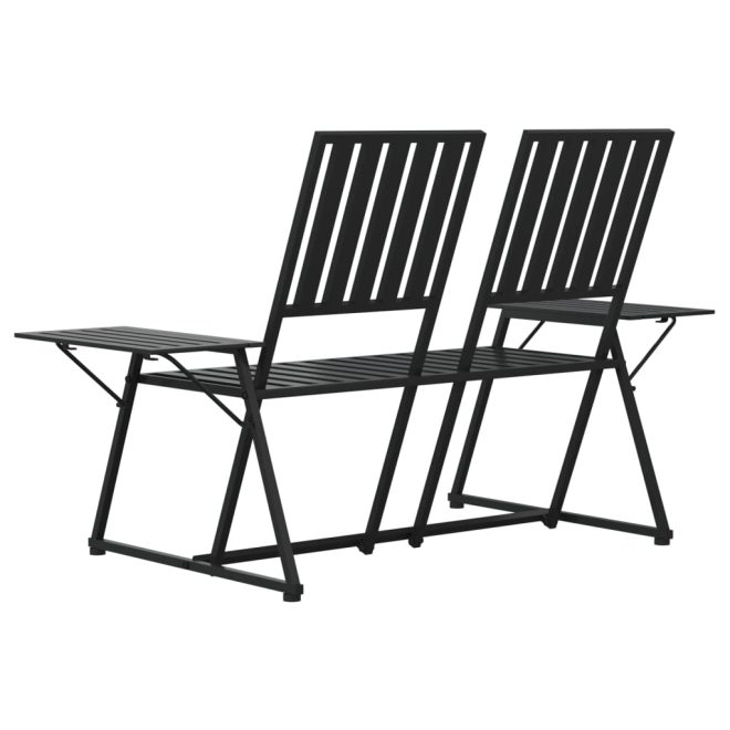 2-Seater Garden Bench 165 cm Black Steel