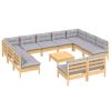 12 Piece Garden Lounge Set with Cushions Solid Pinewood – Brown and Grey