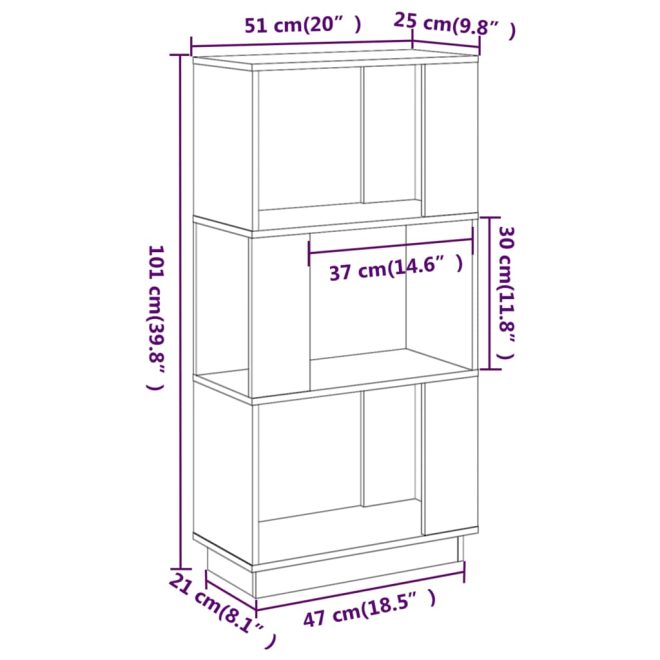 Castle Book Cabinet/Room Divider 51x25x101 cm Solid Wood Pine – Brown