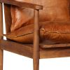 Vallejo 2 Piece Sofa Set Brown Real Leather and Solid Wood Acacia