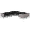 Garden Lounge Set with Cushions Poly Rattan Dark Grey – 4X Corner + 4X Middle